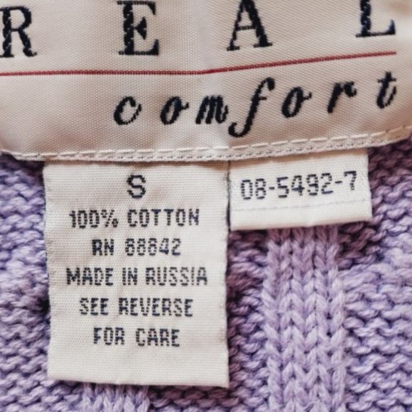 Real Comfort by Chadwicks Lavender Heavy Cable Knit Sweater Size S NWOT - Picture 5 of 6